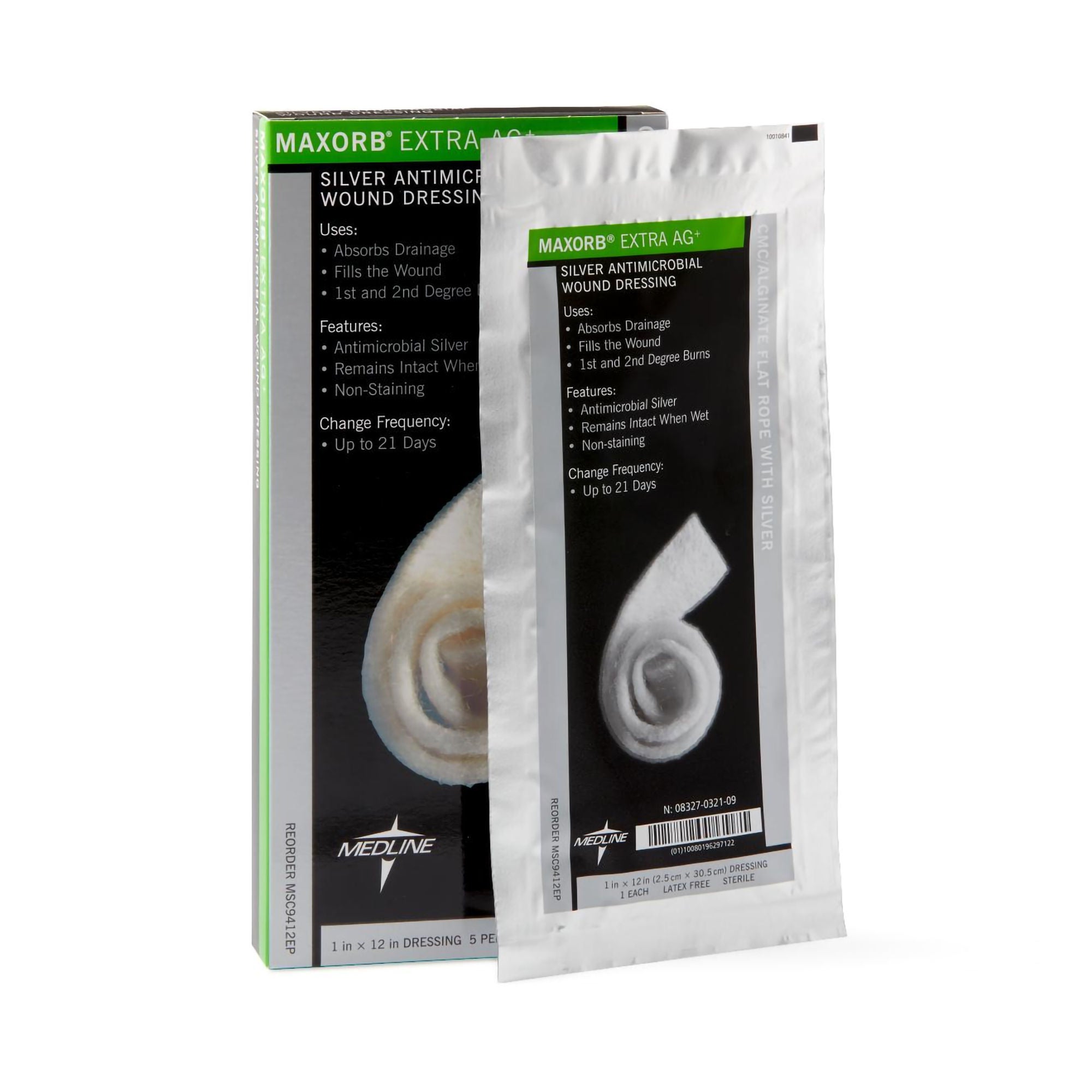 Maxorb® Extra Ag+ Calcium Alginate Dressing with Silver, 1 x 12 Inch