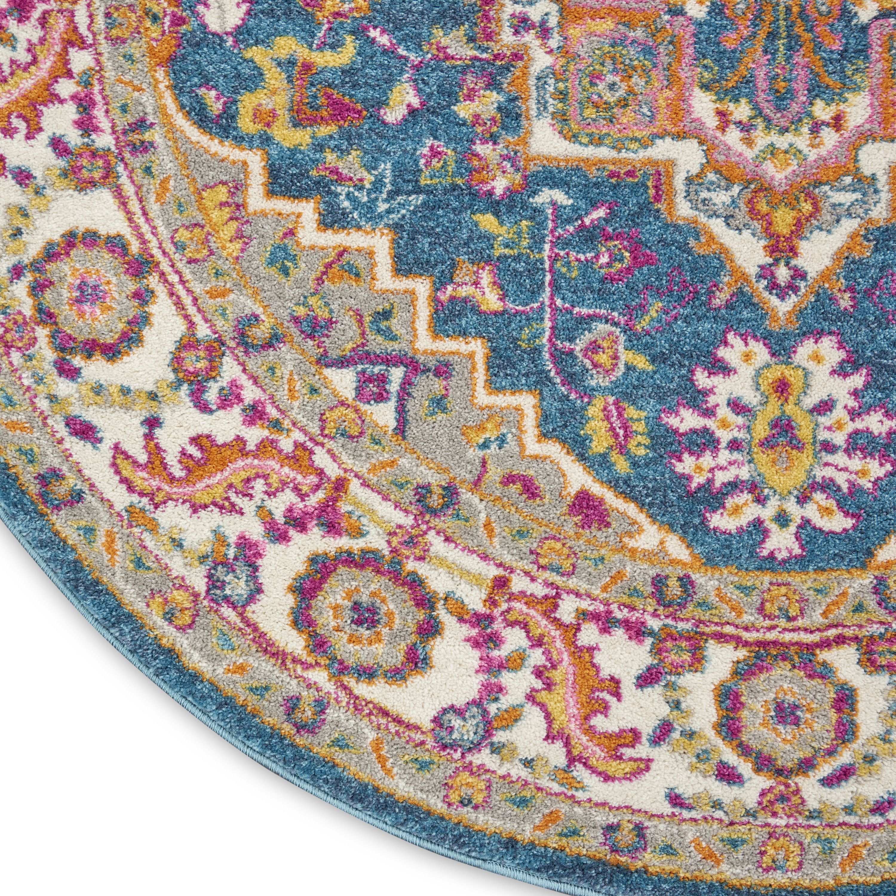 Nourison Passion 5' x Round Teal Multicolor Bohemian Indoor Rug