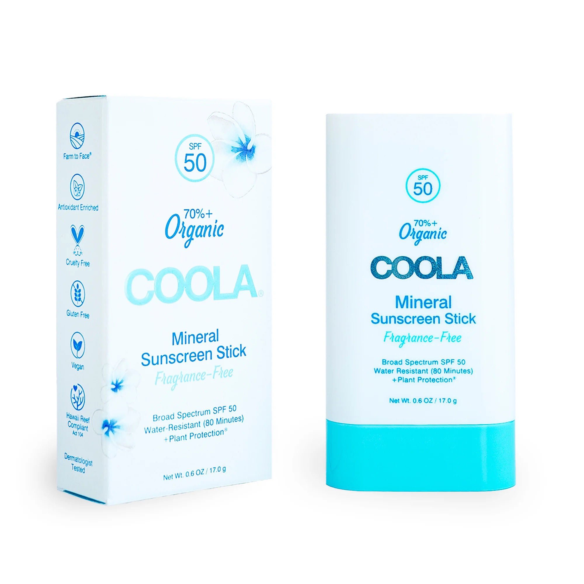 Coola® Mineral Sunscreen Stick Fragrance-Free Water-Resistant SPF 50
