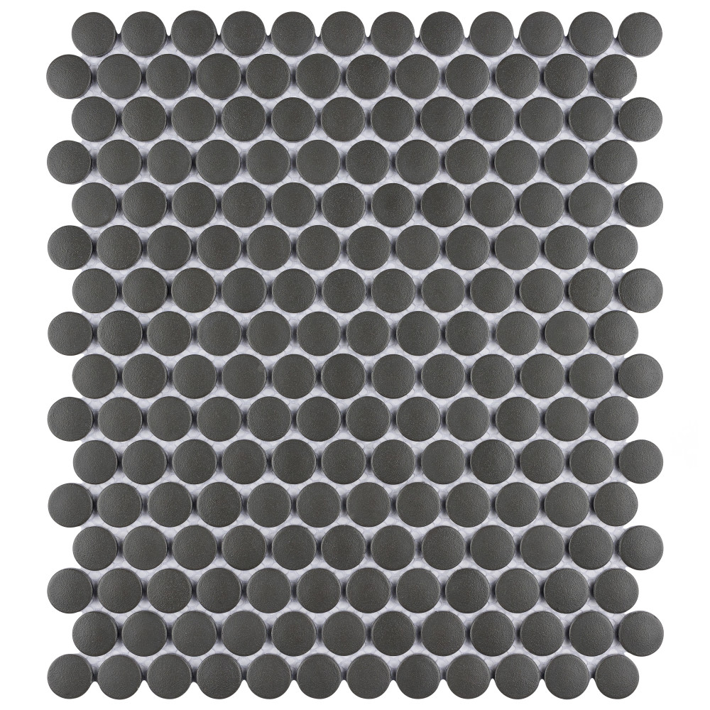 Gotham Penny Round Black 9-3/4 in. x 11-1/2 in. Porcelain Mosaic Tile