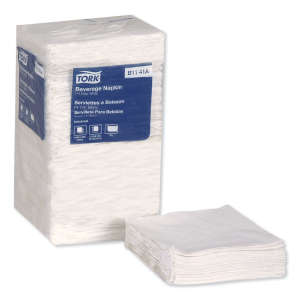 Tork, Beverage, Napkins, 1 ply, White