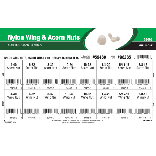 Nylon Wing & Acorn Nuts Assortment (#4-40 thru 3/8