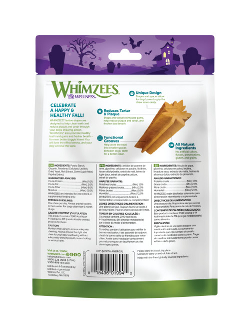 WHIMZEES Fall Shapes back packaging