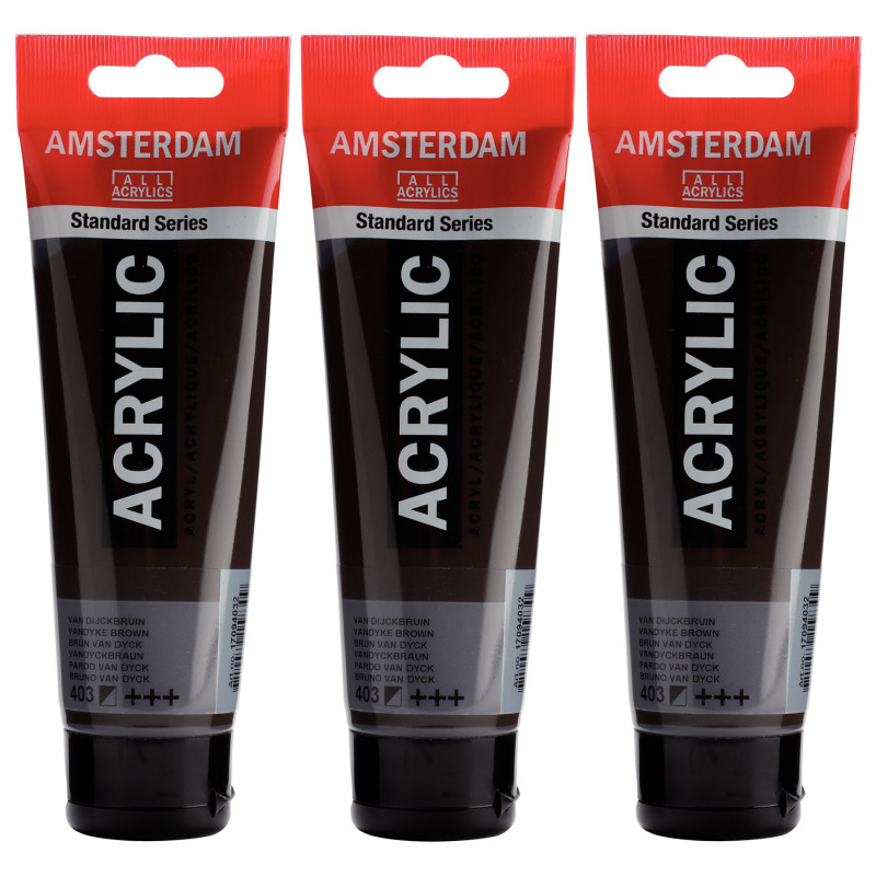 Standard Acrylic Paint, 120ml, Vandyke Brown 403, Pack of 3
