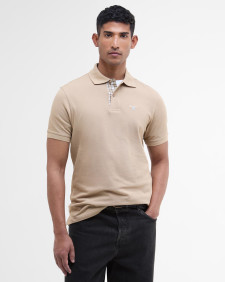 Tartan Pique Polo Shirt Washed Stone