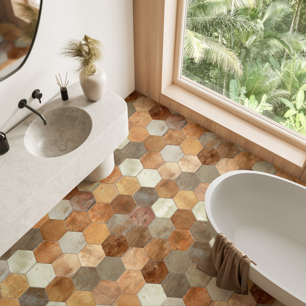 Terre Hex Rosso 9-7/8 in. x 11-3/8 in. Porcelain Floor and Wall Tile