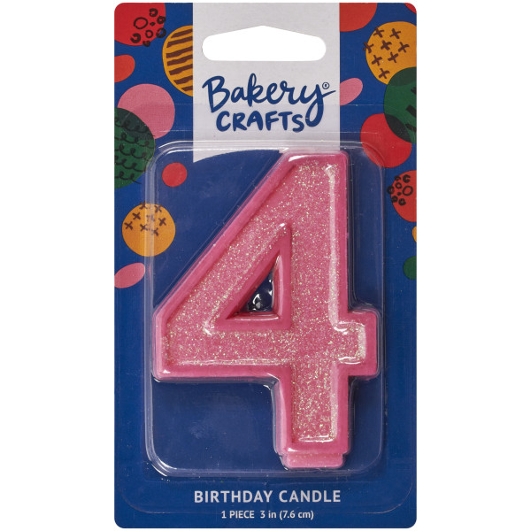 4 Glitter Numeral Candles
