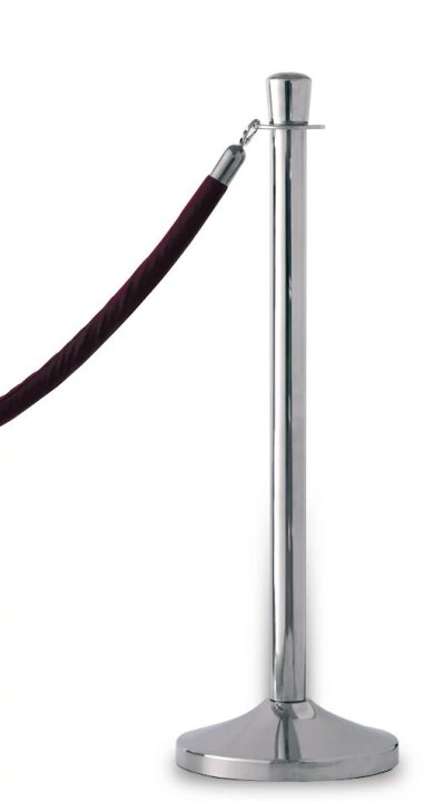 Poste de hormigón de 95 centímetros con base redonda de acero inoxidable de 32 centímetros en acabado espejo