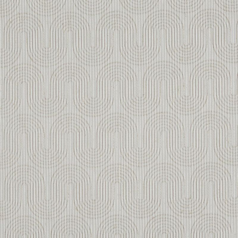 Beige-on-ivory wallpaper with repeating thin vertical-line semicircular arches (object), covering a flat wall uniformly (action), matte, subtly textured surface in neutral tones under soft, diffuse lighting (context).