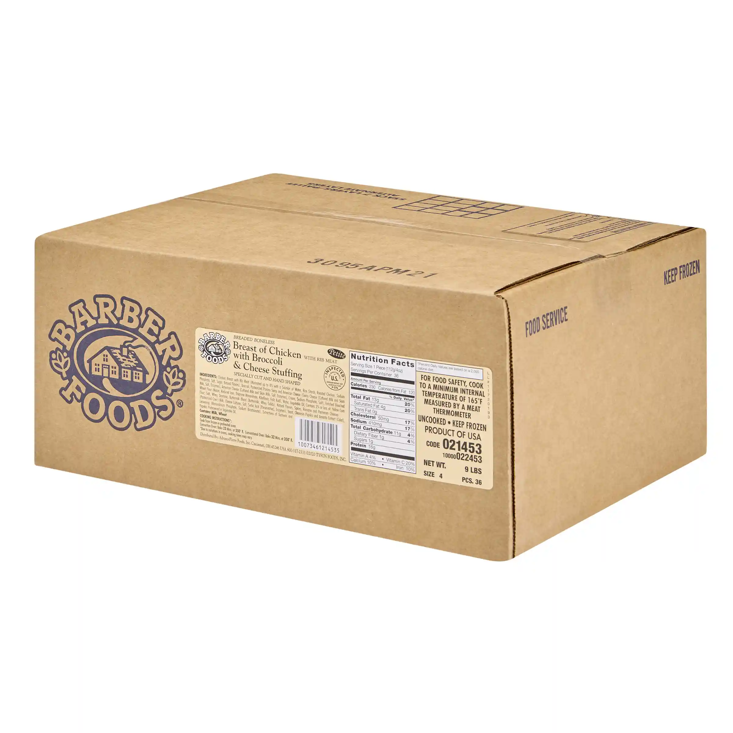 Barber Foods® Uncooked Breaded Broccoli & Cheese Boneless Stuffed Chicken Breasts 4 oz._image_5