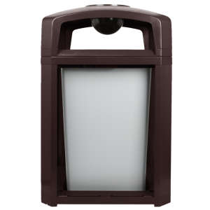 Rubbermaid Commercial, Landmark Series, Classic Container, Dome Top With Ash Tray Frame And Rigid Liner, 35 gal, Resin, Sable, Square, Receptacle