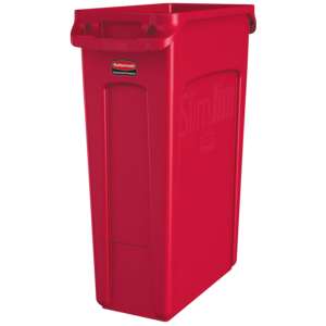 Rubbermaid Commercial, Vented Slim Jim®, 23gal, Resin, Red, Rectangle, Receptacle