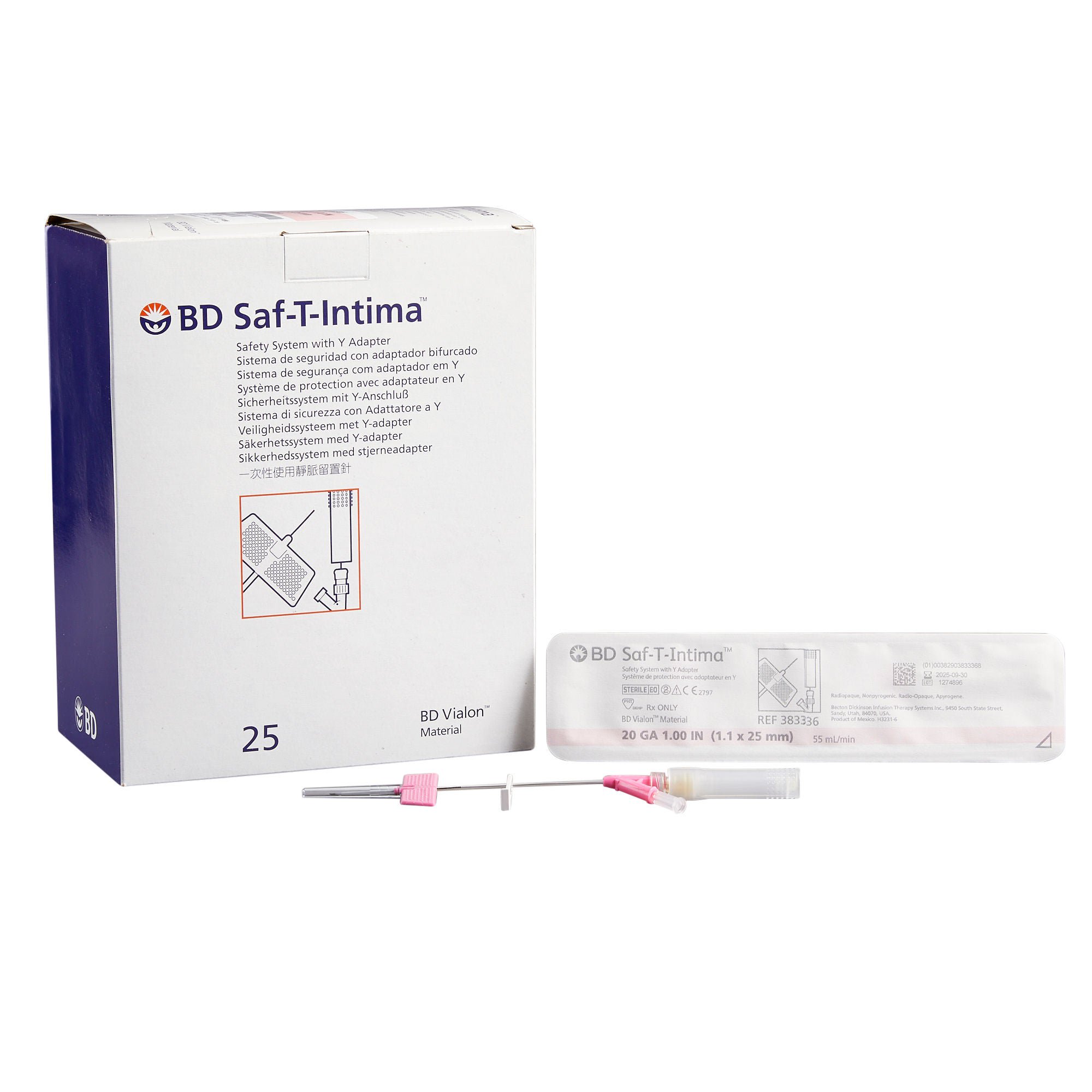 Saf-T-Intima™ Closed IV Catheter System, Y Port, 22 Guage