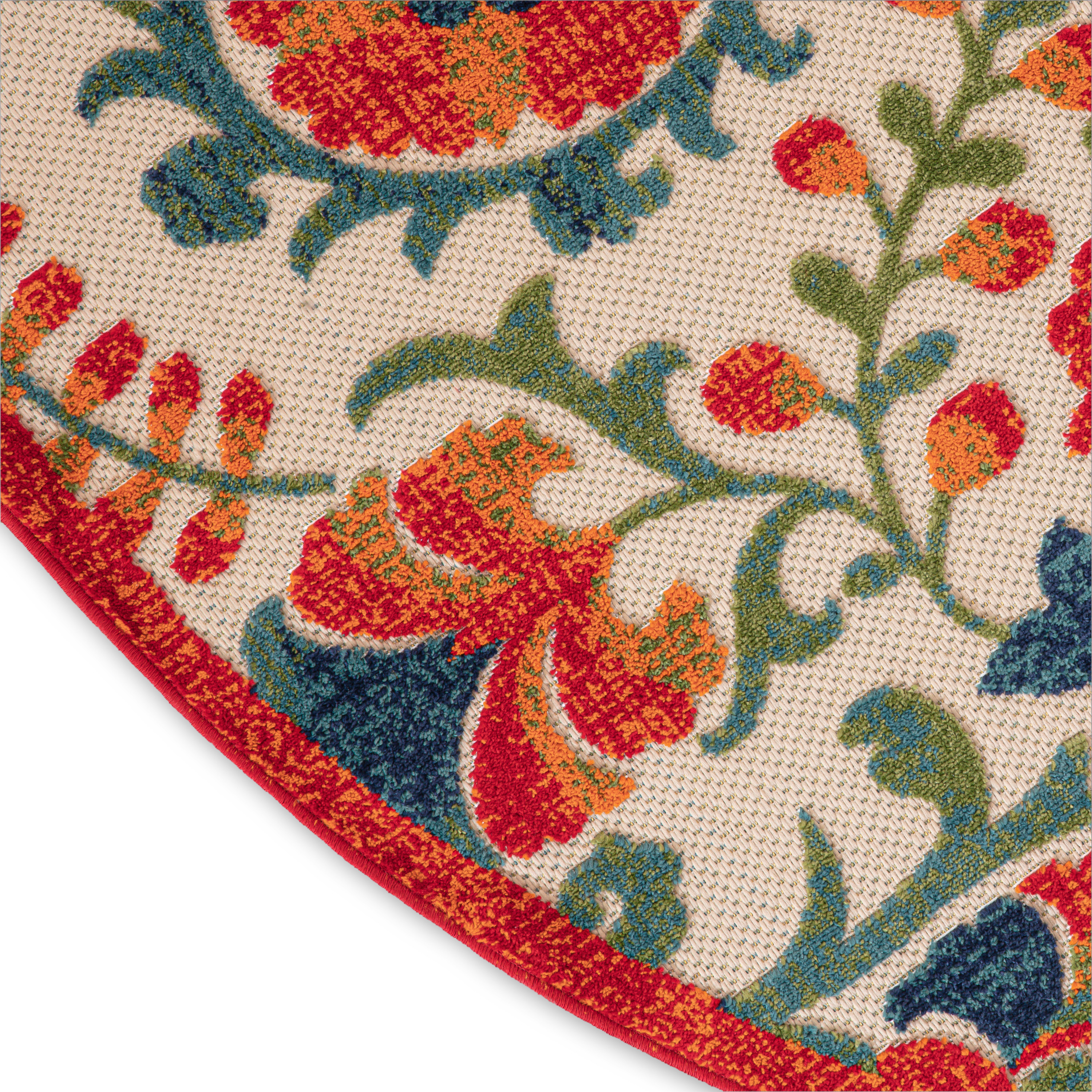 Nourison Aloha 7'10" x Round Blue Green Tropical Rug