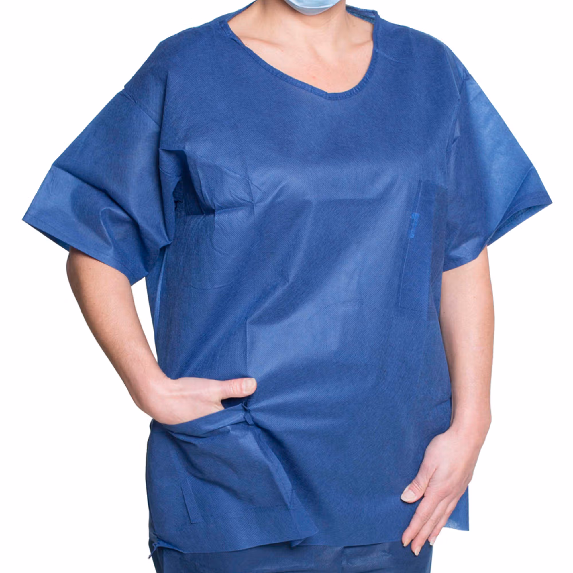 Dukal Spunbond Polypropylene Scrub Shirt, Medium, Dark Blue
