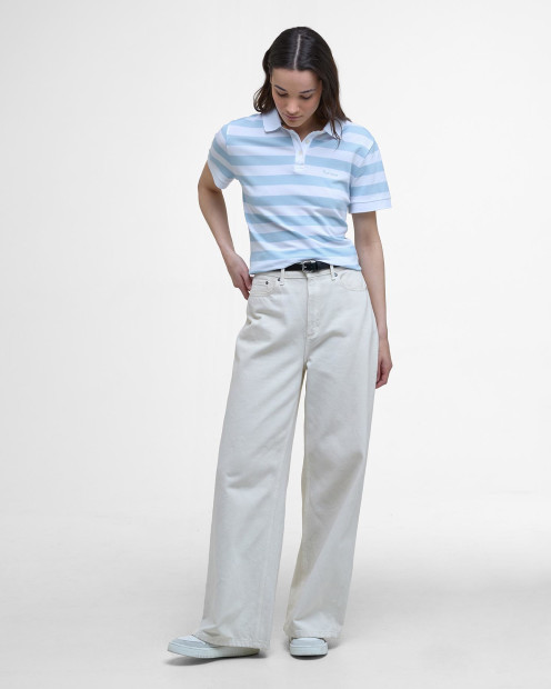Ashbourne Striped Polo Shirt Breeze Blue/White