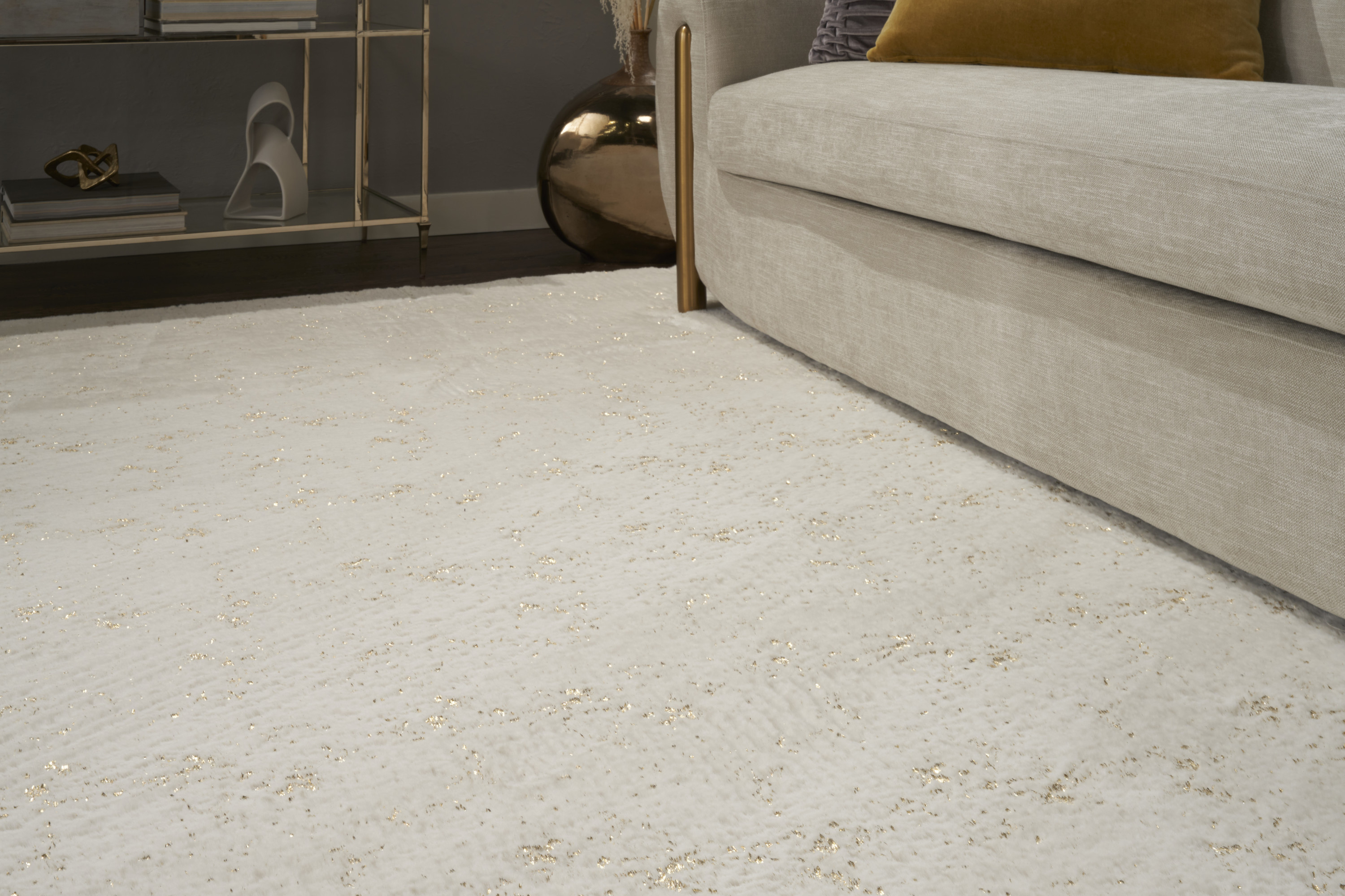 Nourison Cozy Shimmer 7'9" x 9'9" Ivory Gold Glam Indoor Rug