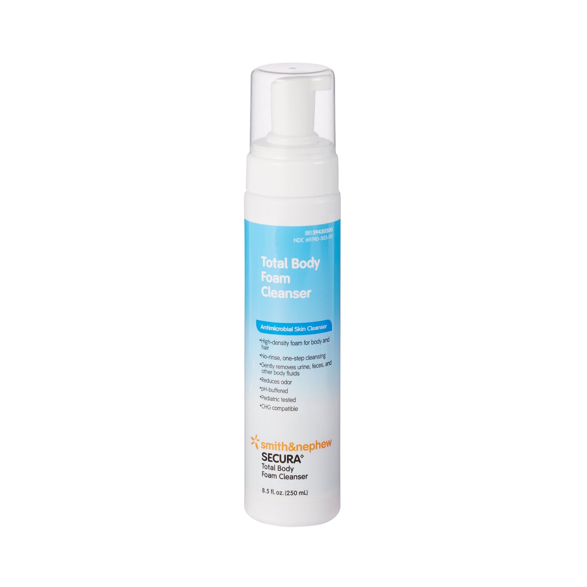 Secura Rinse-Free Foaming Body Wash, Antimicrobial, Scented, 8.5-oz. Pump Bottle