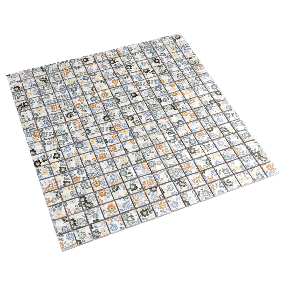 Spring Flower 12 in. x 12 in. Porcelain Mosaic Tile