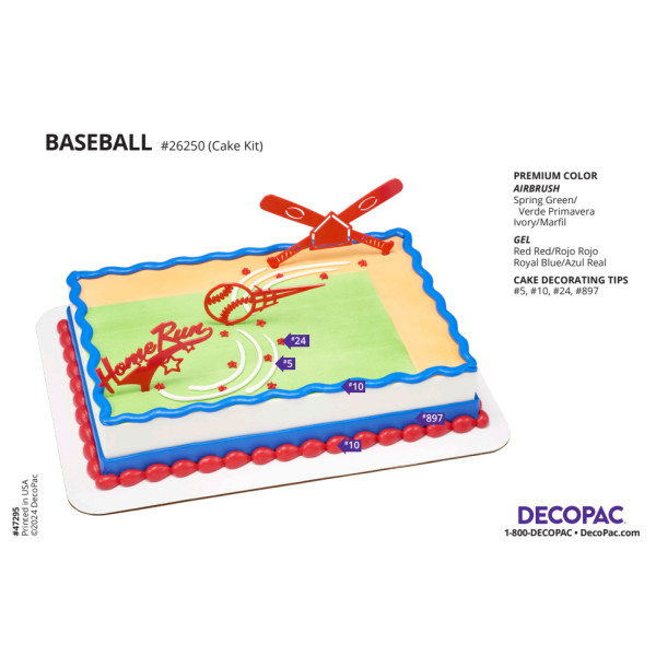 Baseball Cake Decorating Instruction Card
