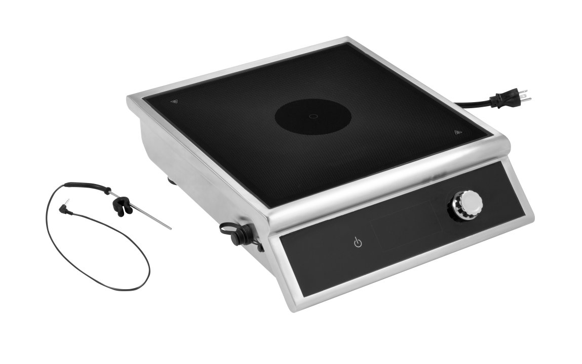 3000-watt high power induction range with temperature control probe, stainless case, and glass top