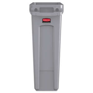 Rubbermaid Commercial, Vented Slim Jim, 23 gal, Resin, Gray, Rectangle, Receptacle