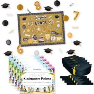 Kindergarten Graduation Party Kit, Classroom Décor, Graduation Crowns & Diplomas