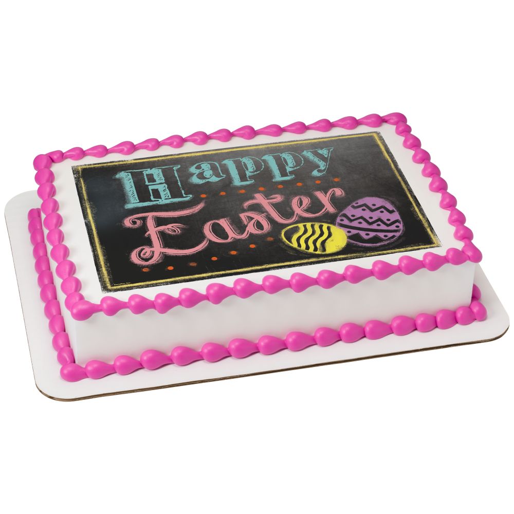 Image Cake Happy Easter Bright Chalkboard