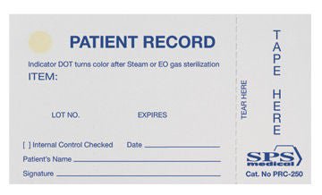 SPS Medical Sterilization Record Card for Tracking Sterilized items to Patient