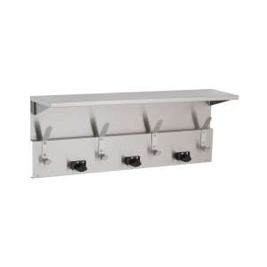 Bobrick, Surface-Mounted Utility Shelf w Tool Holders & Hooks, Stainless Steel
