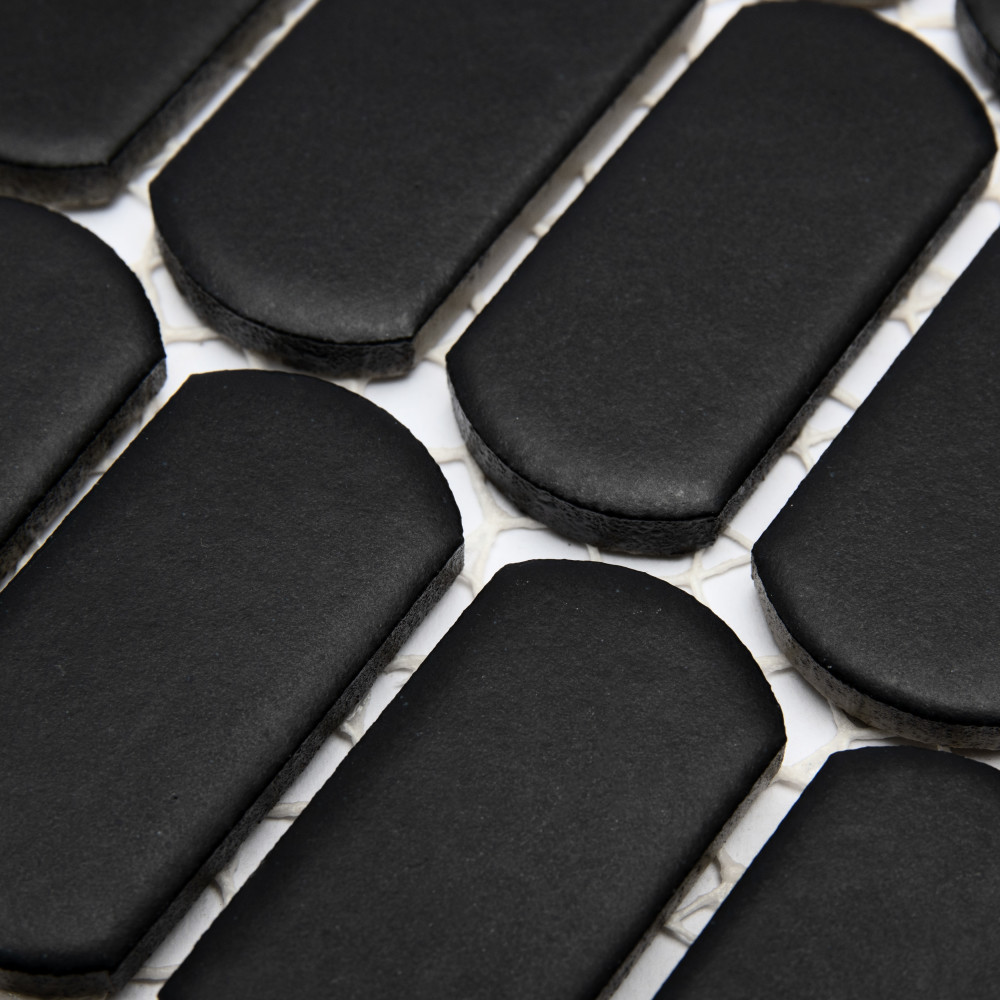 Hudson Capsule Matte Black 12-1/4 in. x 13-1/8 in. Porcelain Mosaic Tile