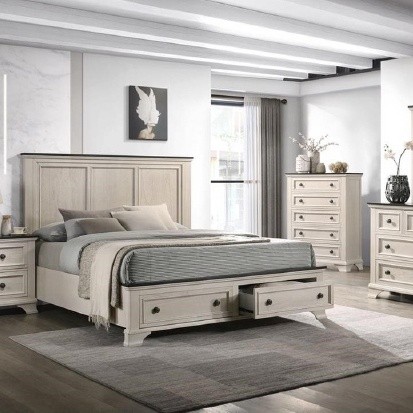 Lifestyle image of the Whitehaven Bedside Table (2 Drawer) from Forty Winks