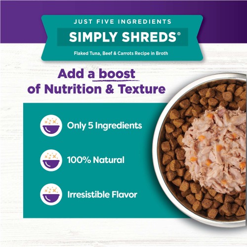 The benifts of Wellness Bowl Boosters Simply Shreds Tuna, Beef & Carrots