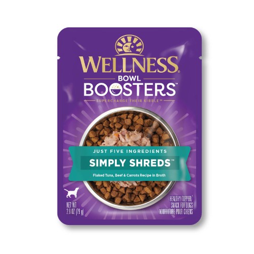 Wellness Bowl Boosters Simply Shreds Tuna, Beef & Carrots Front packaging