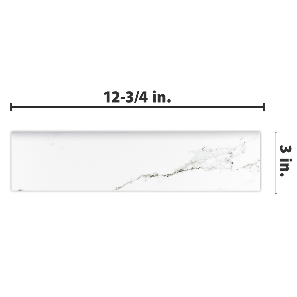 Timeless Calacatta Battiscopa 3-1/8 in. x 12-3/4 in. Ceramic Wall Trim