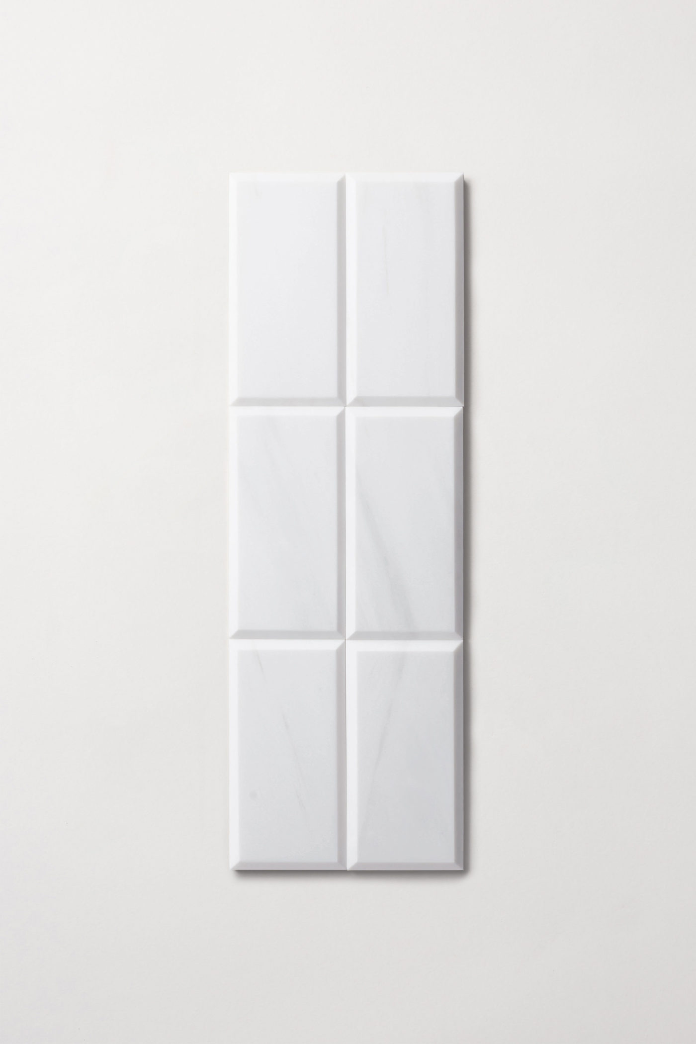 six white rectangle tiles on a white background.