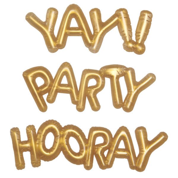 Mini Gold Balloon Words Cupcake Layon