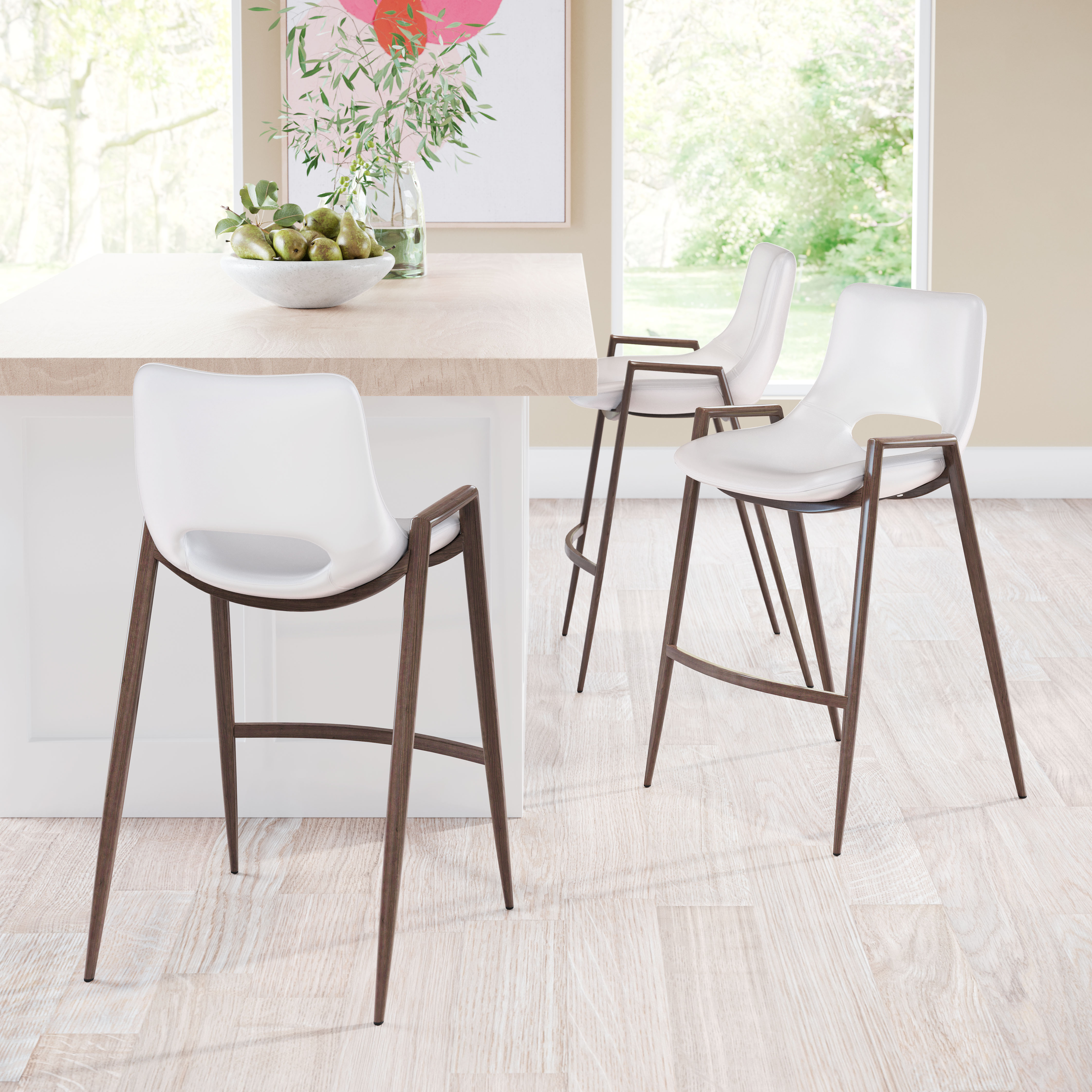 Desi Counter Stool (Set of 2) White & Walnut product image
