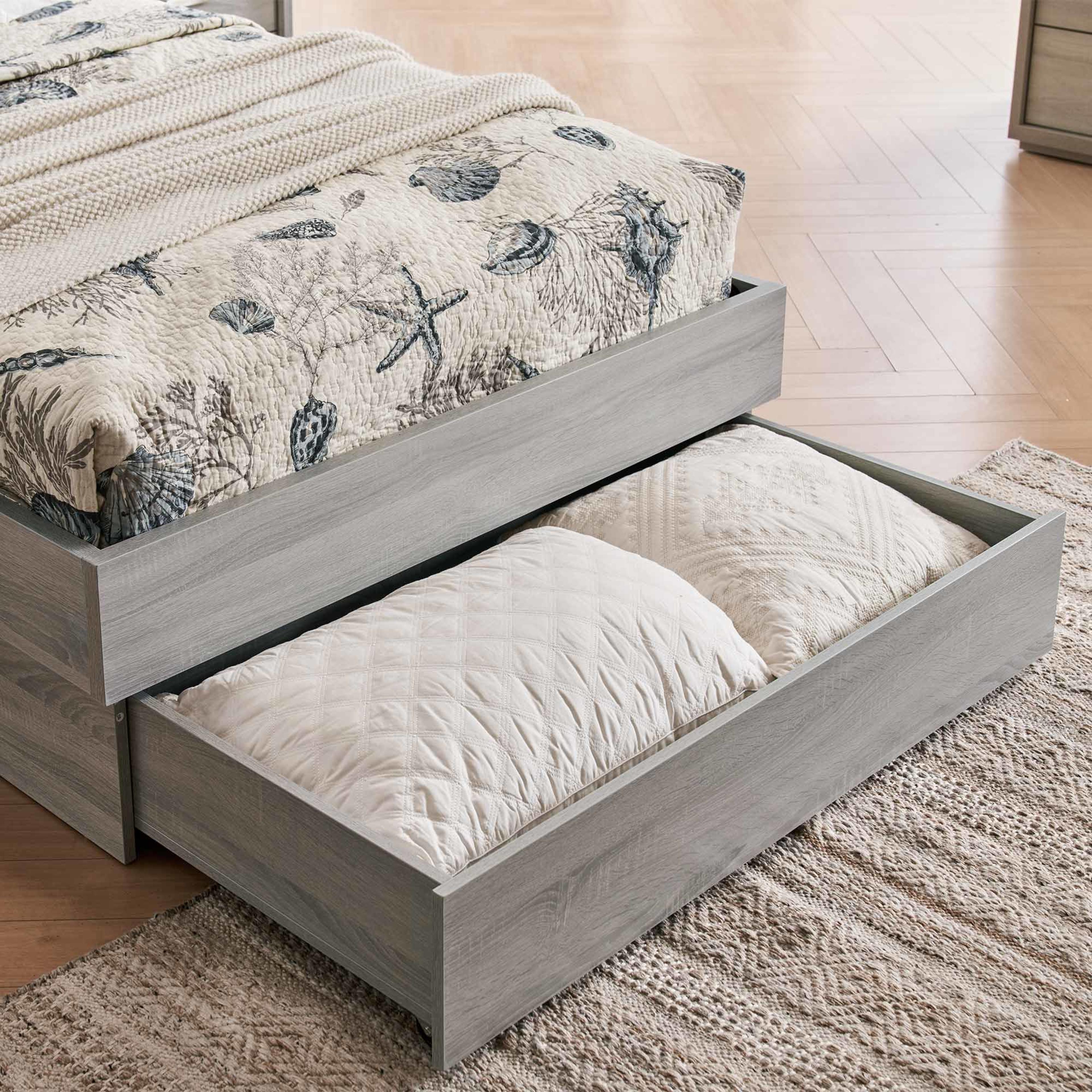 Detail image of the  Bellevue Bed Frame, Drawer Base, Cement Grey from Forty Winks