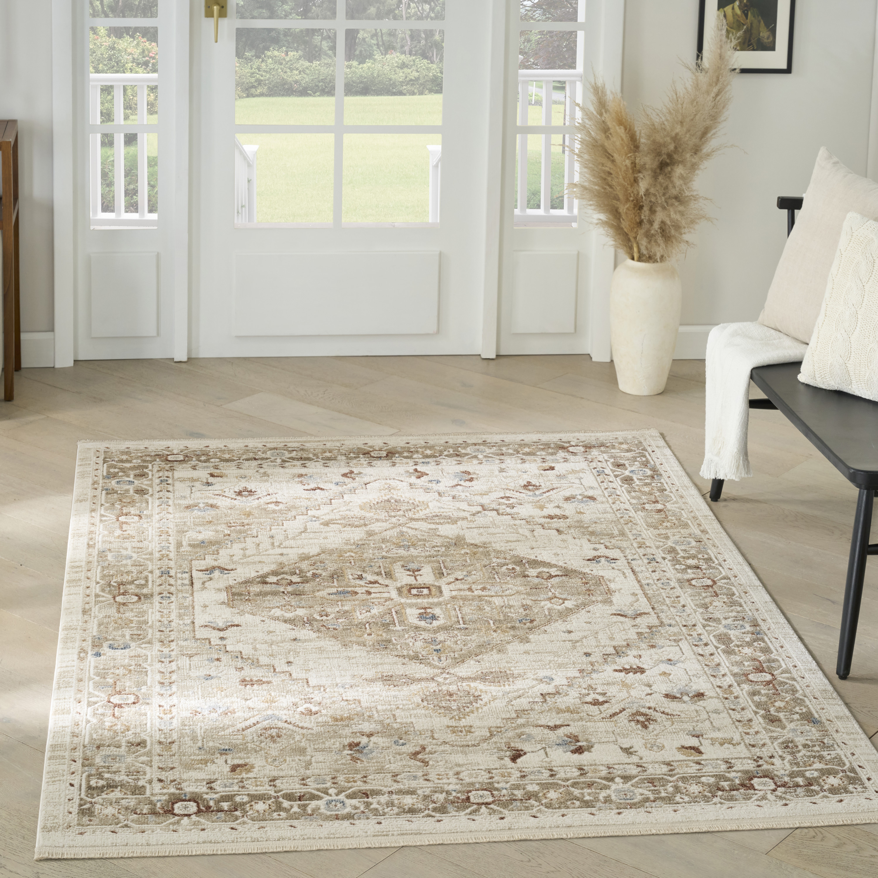 Nourison Pardis 5'3" x 7' Ivory Taupe Vintage Indoor Rug
