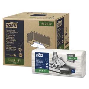 Tork, W4, Heavy-Duty, 1 ply, 14.00"x16.34", Nonwoven Fabric, Industrial Wipers, White