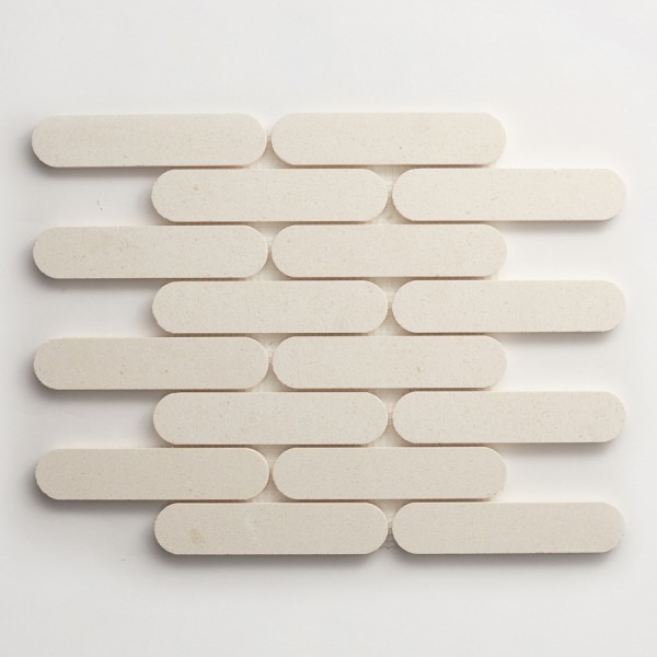 lapidary | oval petit mosaic sheet | white limestone 