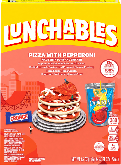 Lunchables Pizza with Pepperoni Kit with Capri Sun Fruit Punch Drink & Crunch Candy Bar, 10.7 oz Box