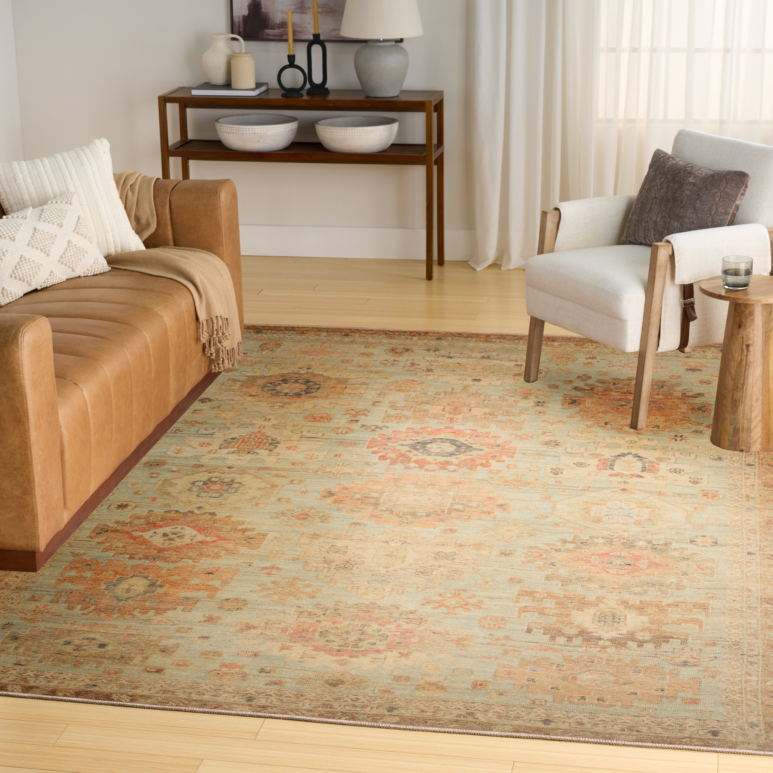 Nourison Vintage Washables 9' x 12' Sage Multicolor Vintage Indoor Rug