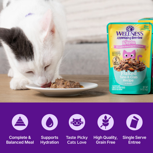 The benefits of Wellness Appetizing Entrees  Kitten Flaked Tuna & Crab Recipe in Broth