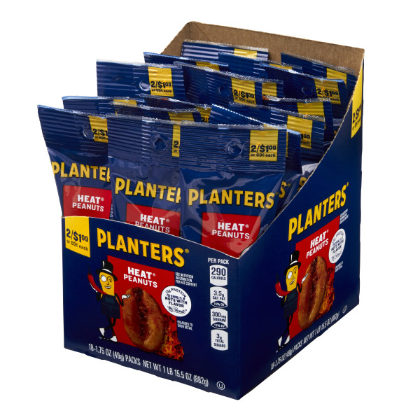 PLANTERS(r) Heat Peanuts Tube 1.75oz . C1RP - Front Right Pallet/Display (Hi Res)