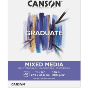 Graduate Mixed Media Pad, Foldover Binding, 20 Sheet, 11x14 inch, 1 Count