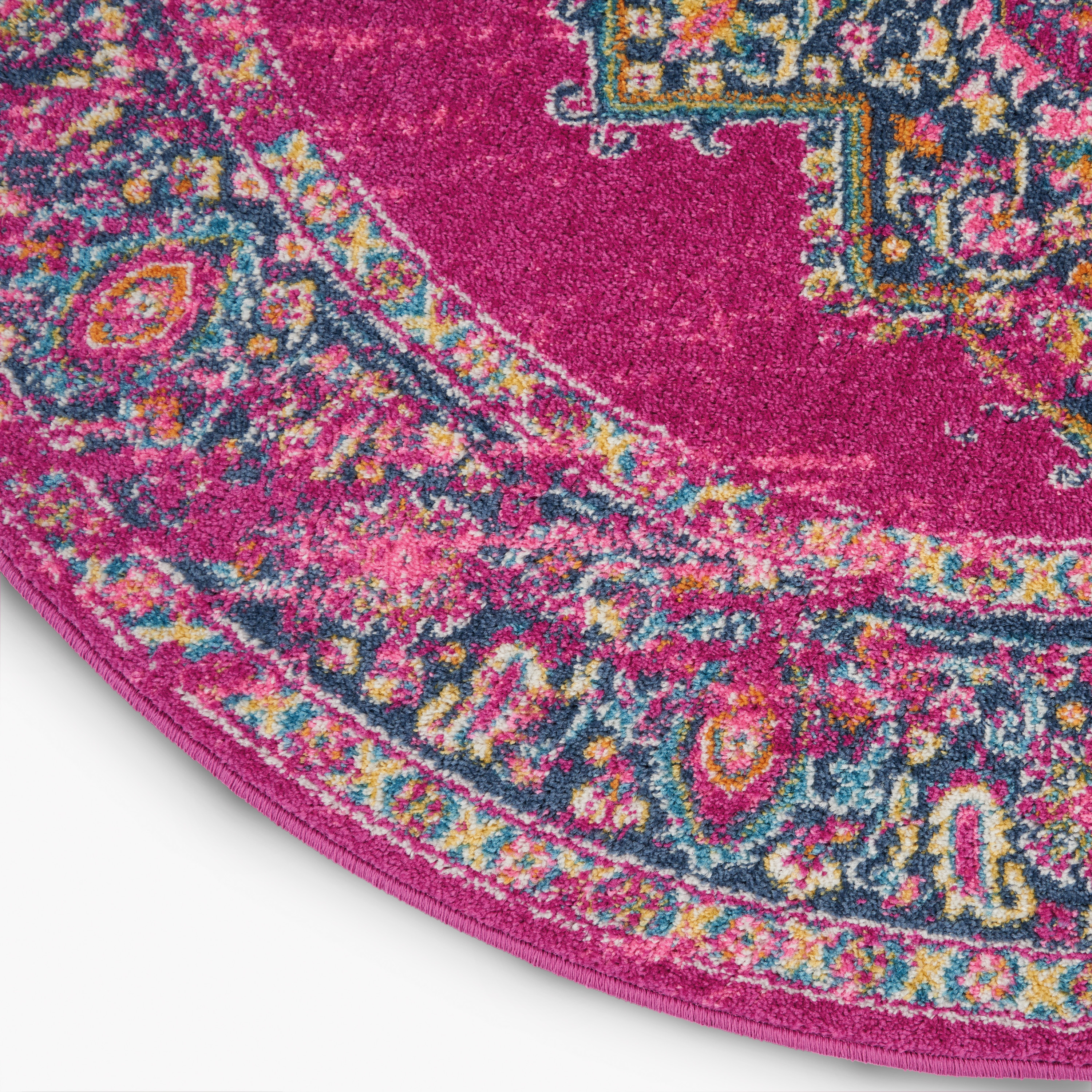 Nourison Passion 4' x Round Fuchsia Bohemian Indoor Rug