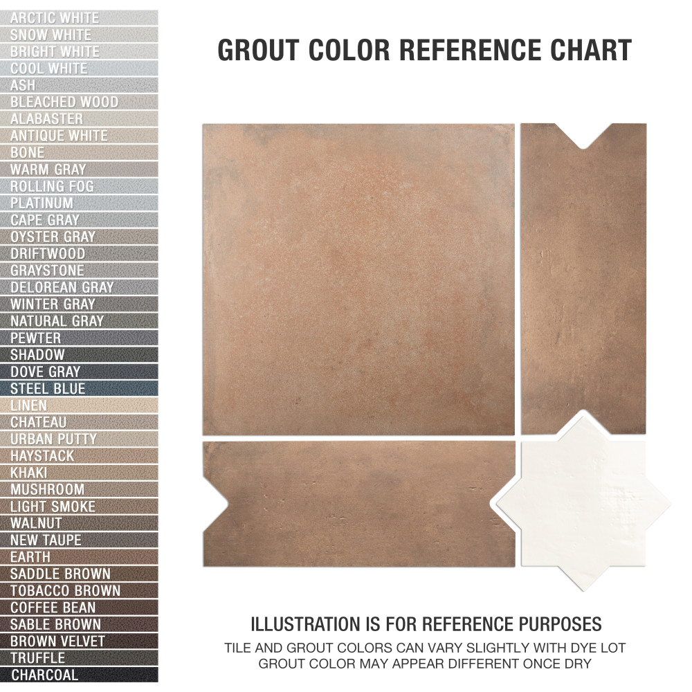 Argile Bordeaux Ferrara with Losanga and Bianco Star 24-5/8 in. x 24-5/8 in. Porcelain Floor and Wall Tile