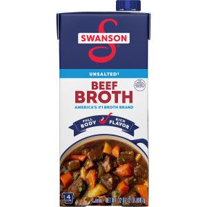 Swanson® 100% Natural Unsalted Beef Broth, 32 oz Carton (12 Pack)